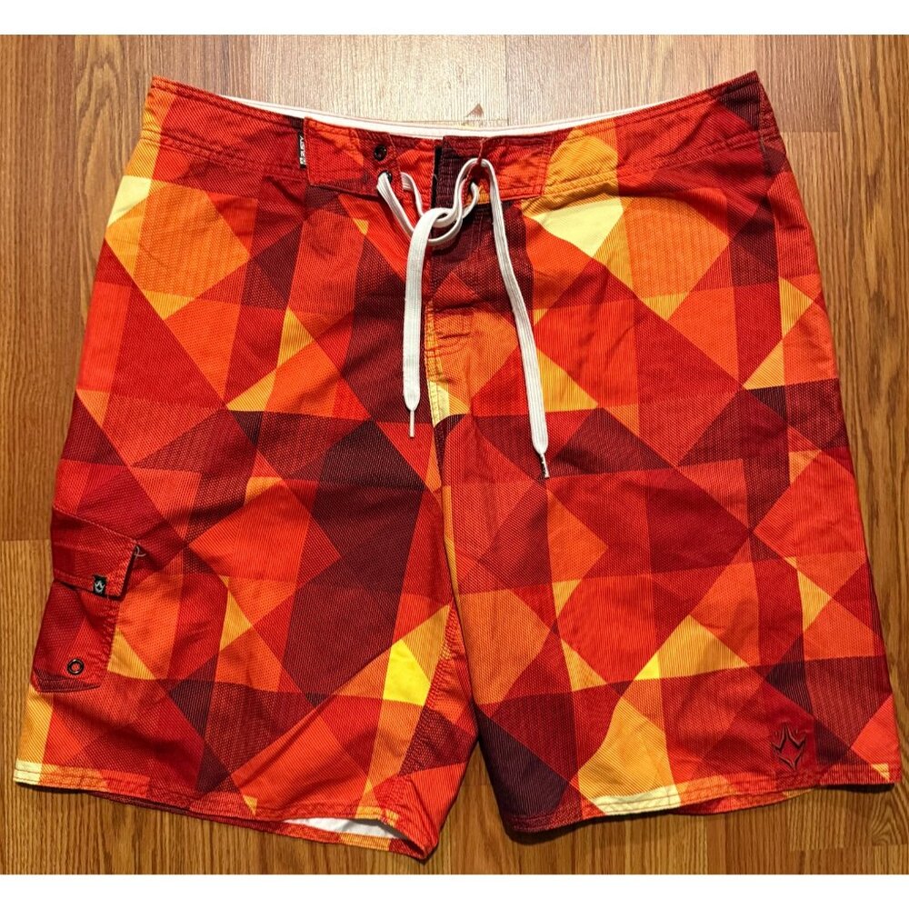 Rusty Board Shorts Check Plaid Mens 38 9" Beach Swim Trunks